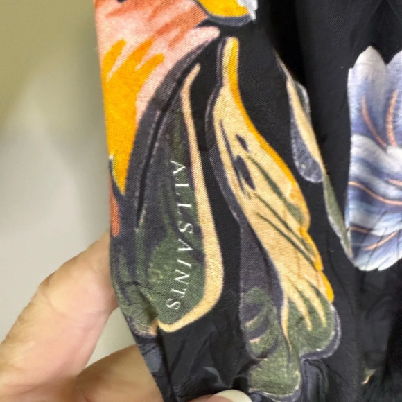 All Saints Black Floral Midi Dress - Picture 8 of 15